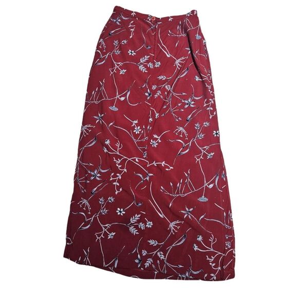 90s boho cottagecore red maxi skirt front slits - Picture 2 of 7